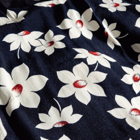 Express Women’s Dress Y2K Vintage Garden Party Coquette Floral Rayon Navy Sz XS - Picture 6 of 9